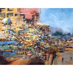 Shan Amrohvi, 24 x 30 inch, Acrylic on Canvas, Cityscape Painting, AC-SA-191
